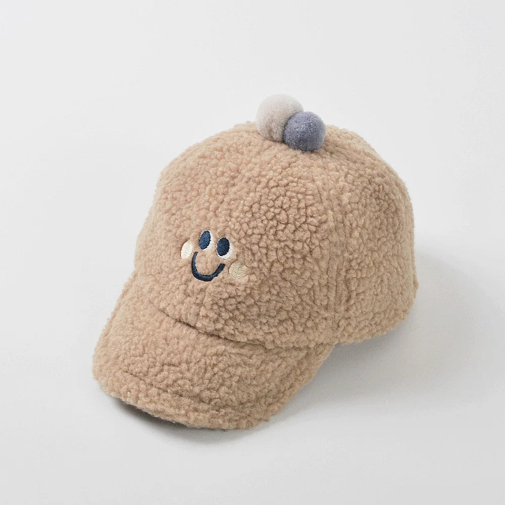 Smiley Face Sherpa Baseball Hat