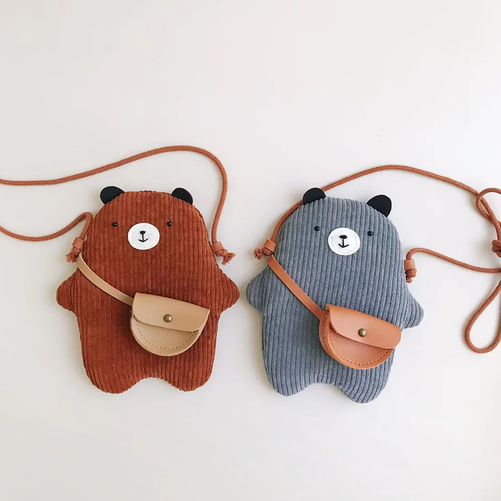 Cute Corduroy Bear Messenger Bag