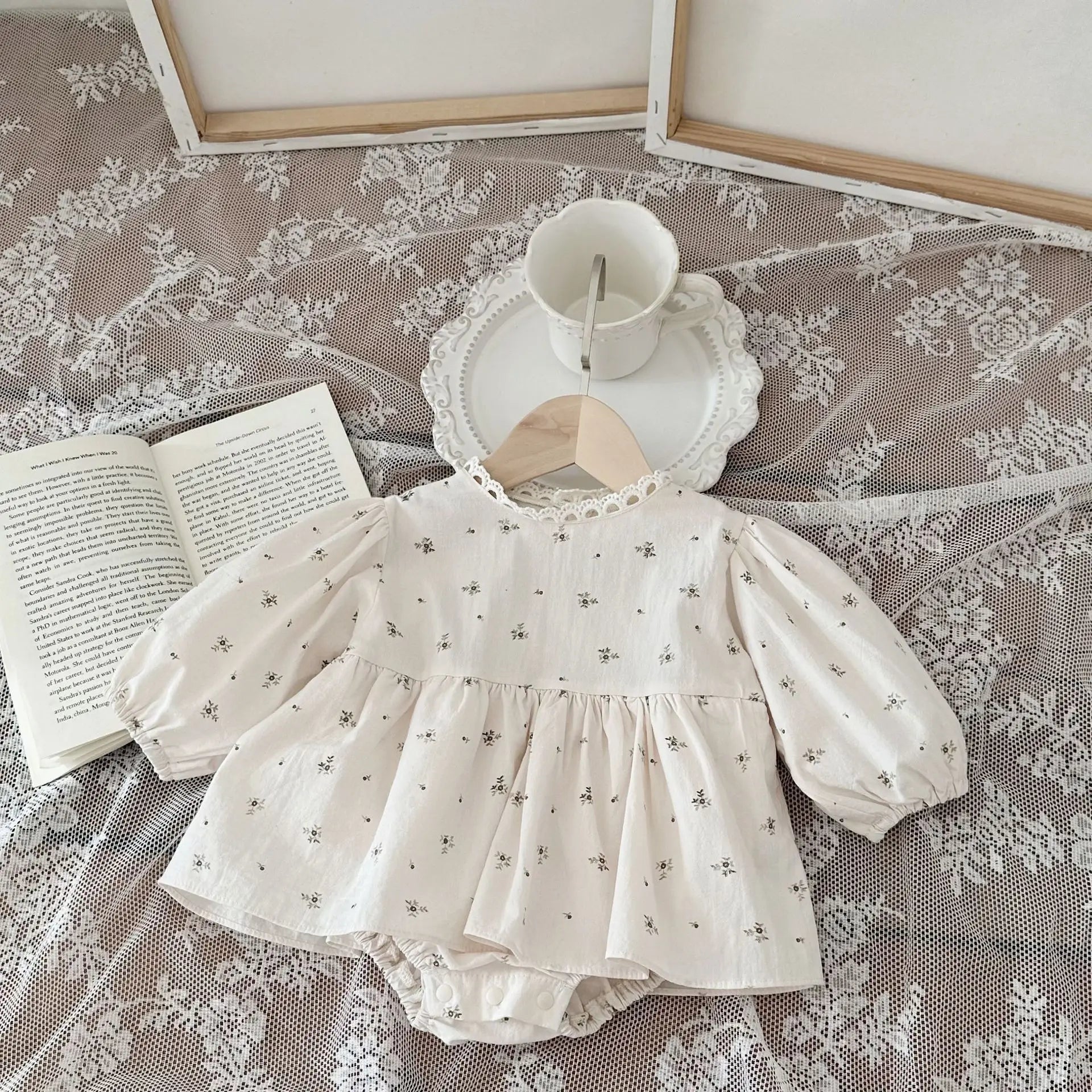 Girl's Long-Sleeved Floral Onesie