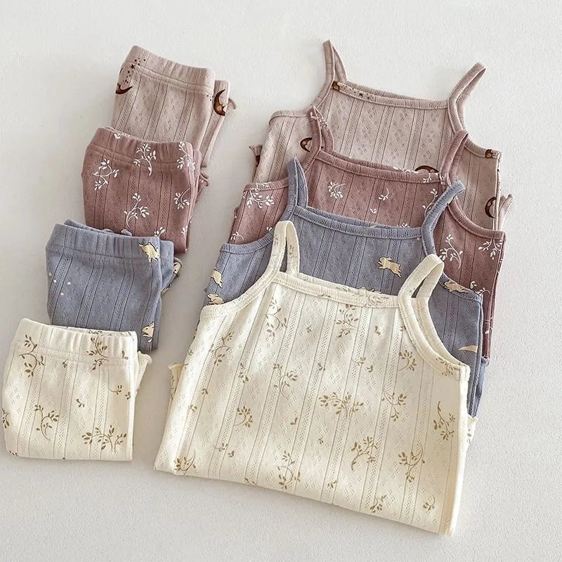 Girl's Cotton Floral Print Vest & Shorts Set