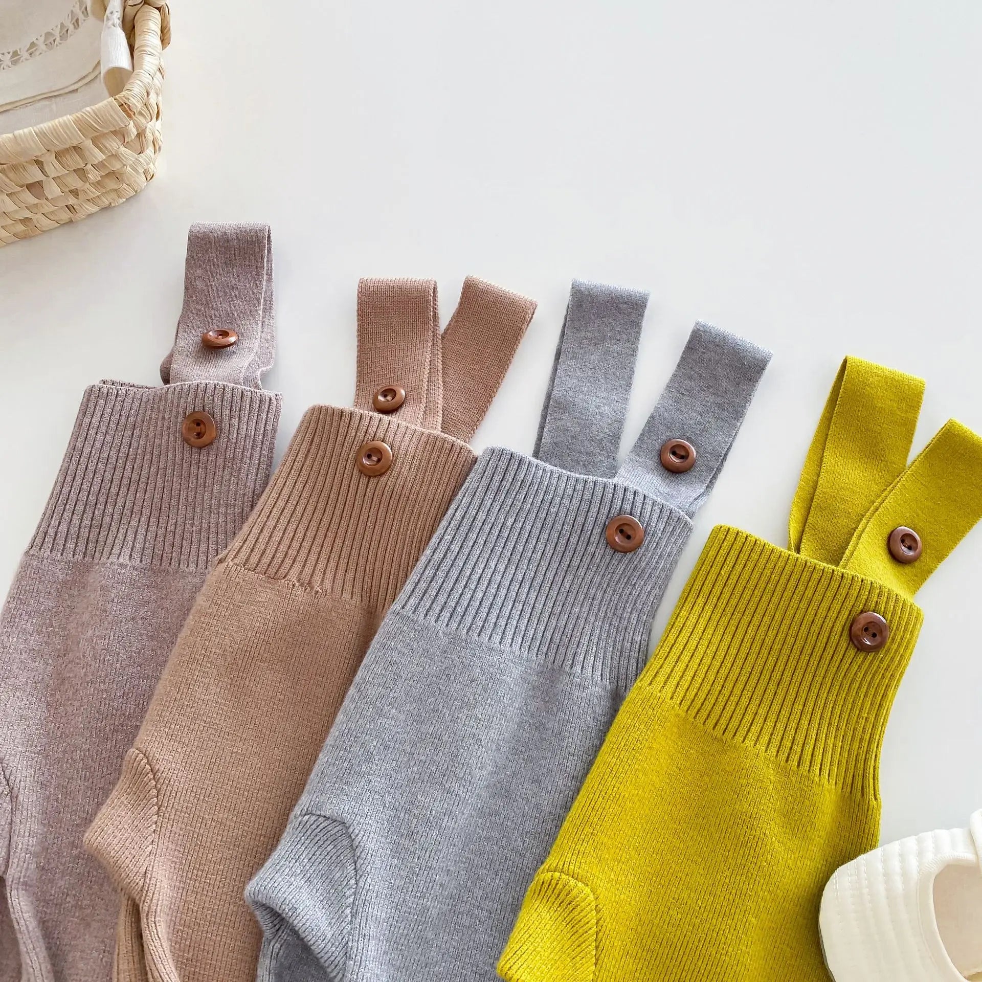 Girls Solid Knit Overalls