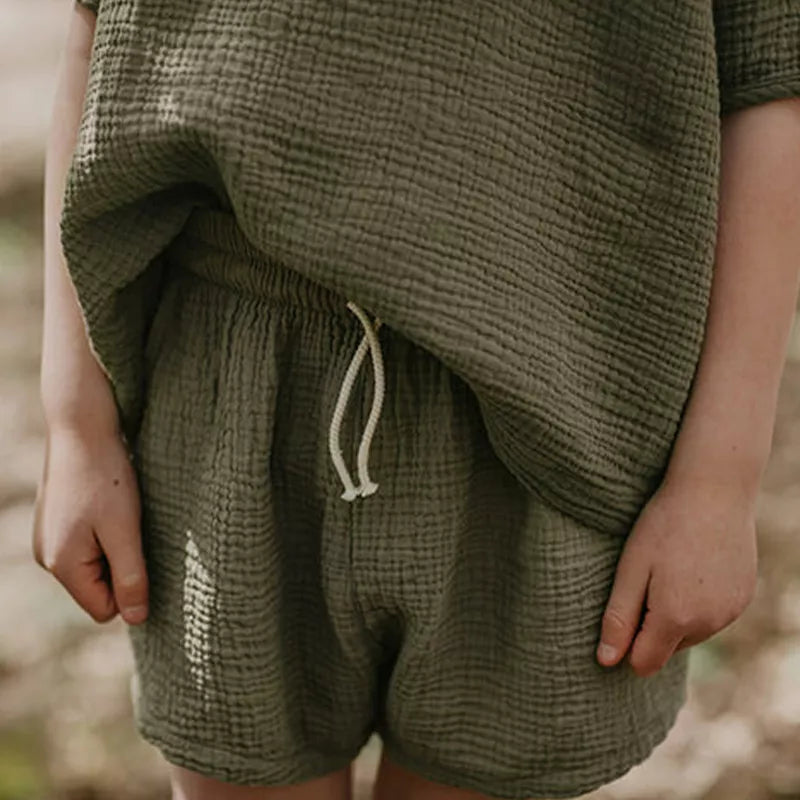 Organic Cotton Muslin Loose Shorts