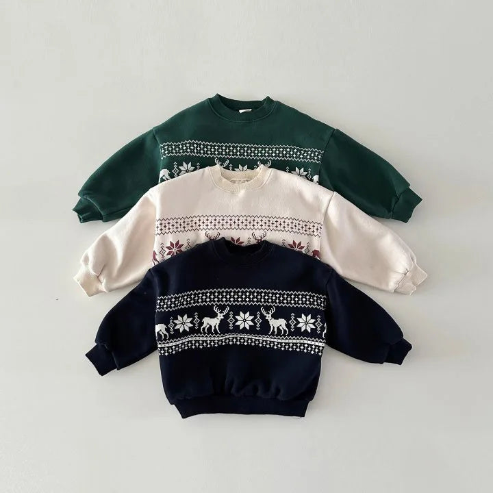 Christmas Patterened Fleece Sweatshirt