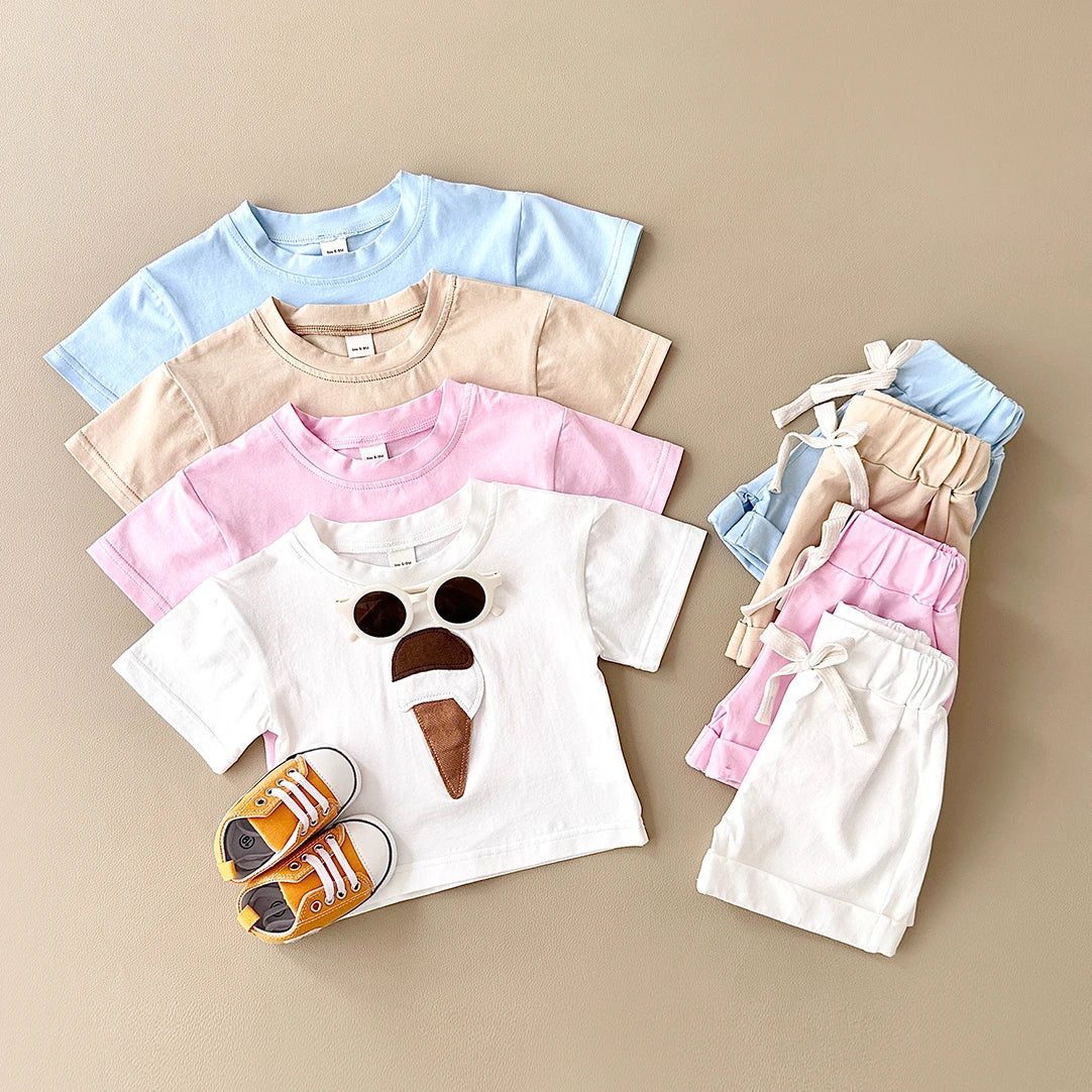 Ice Cream Print Tee & Shorts Set