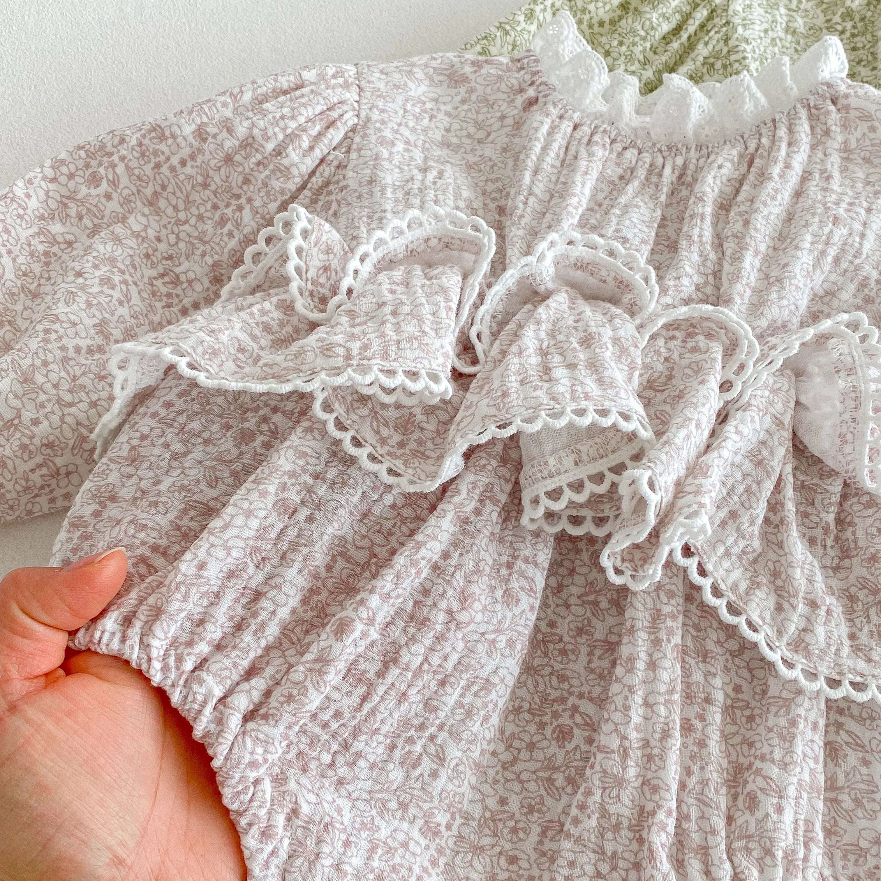 Girls Double-Layer Lace Romper