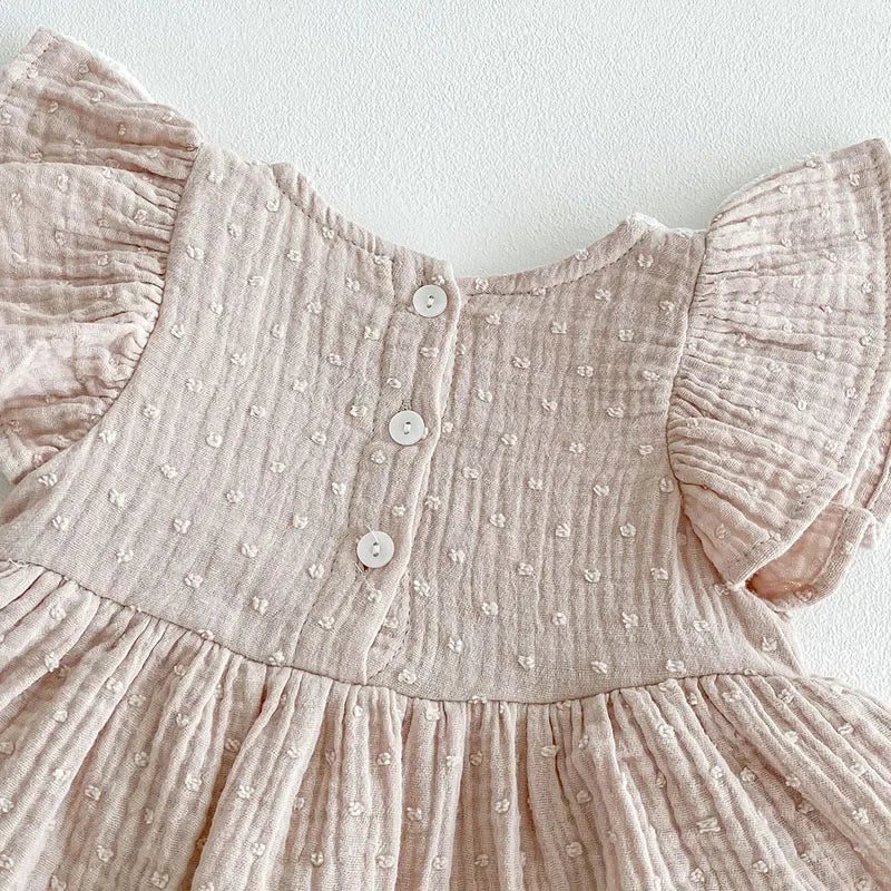 Flying Sleeve Cotton Lace Onesie