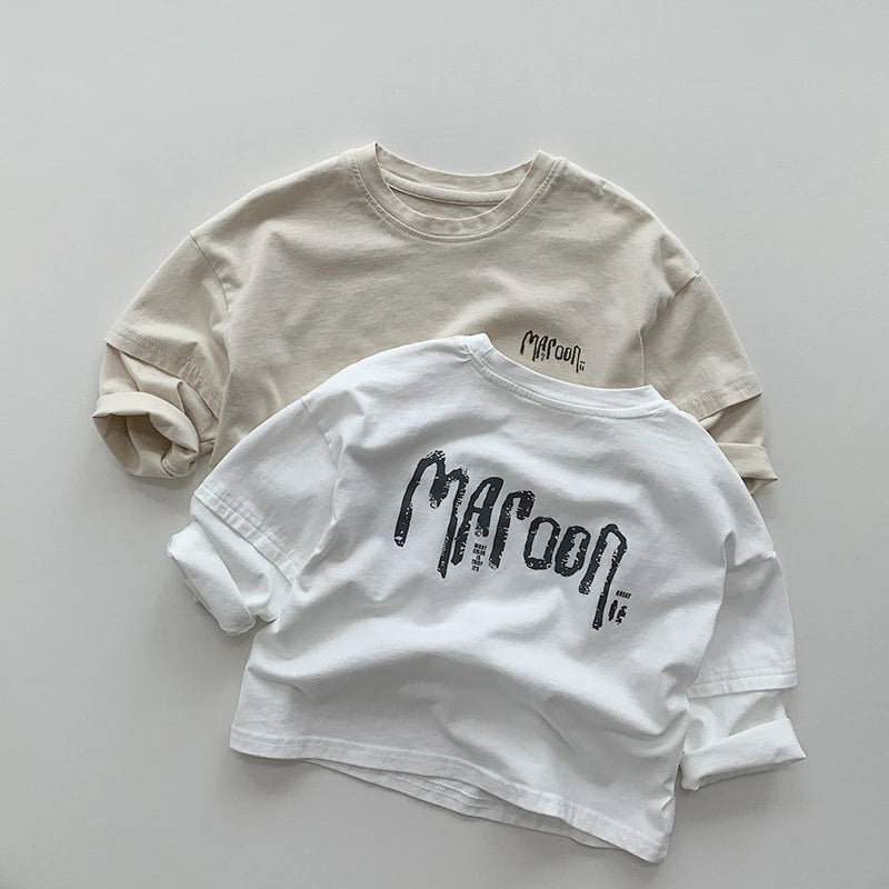 'Maroon' Long-Sleeve Cotton Tee