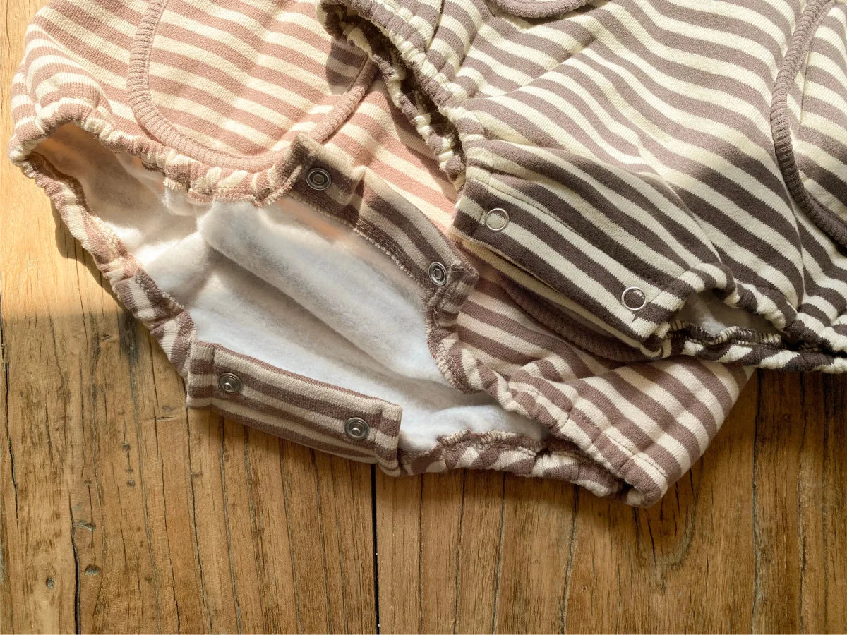 Winter Fleece-Lined  Striped Onesie