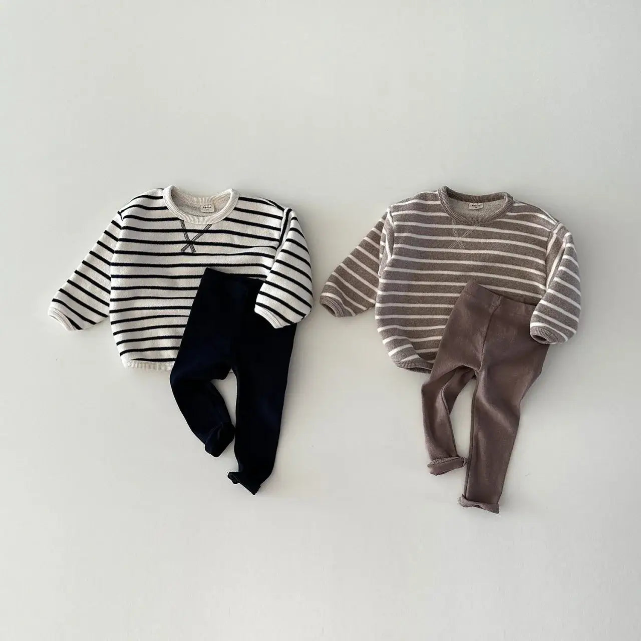 Sherpa Vest + Striped Top + Leggings Set