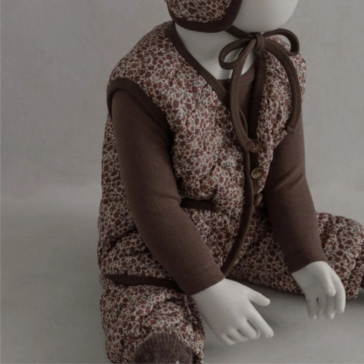 Vintage Floral Padded Vest & Pants Set