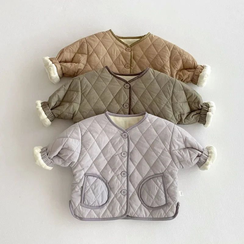Winter Plush Kids' Cotton-Padded O-Neck Jacket