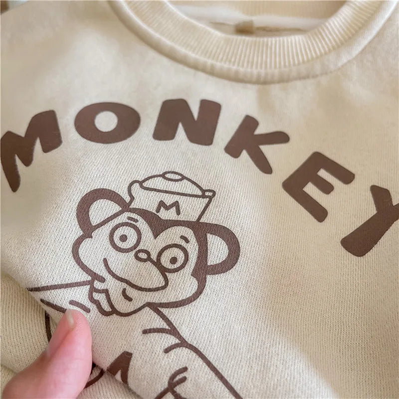 Cute 'MONKEY' Fleece-Lined Sweatshirt