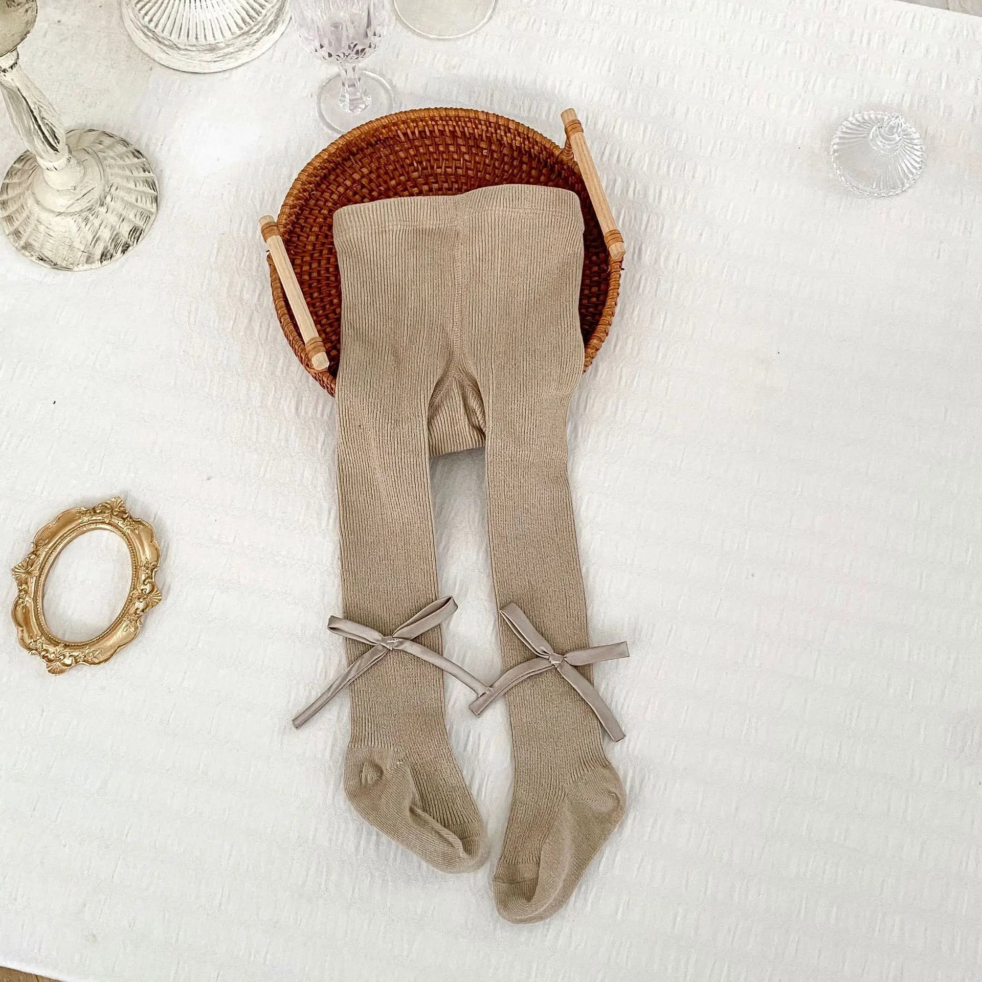 Girls Cute Bow Soft Leggings