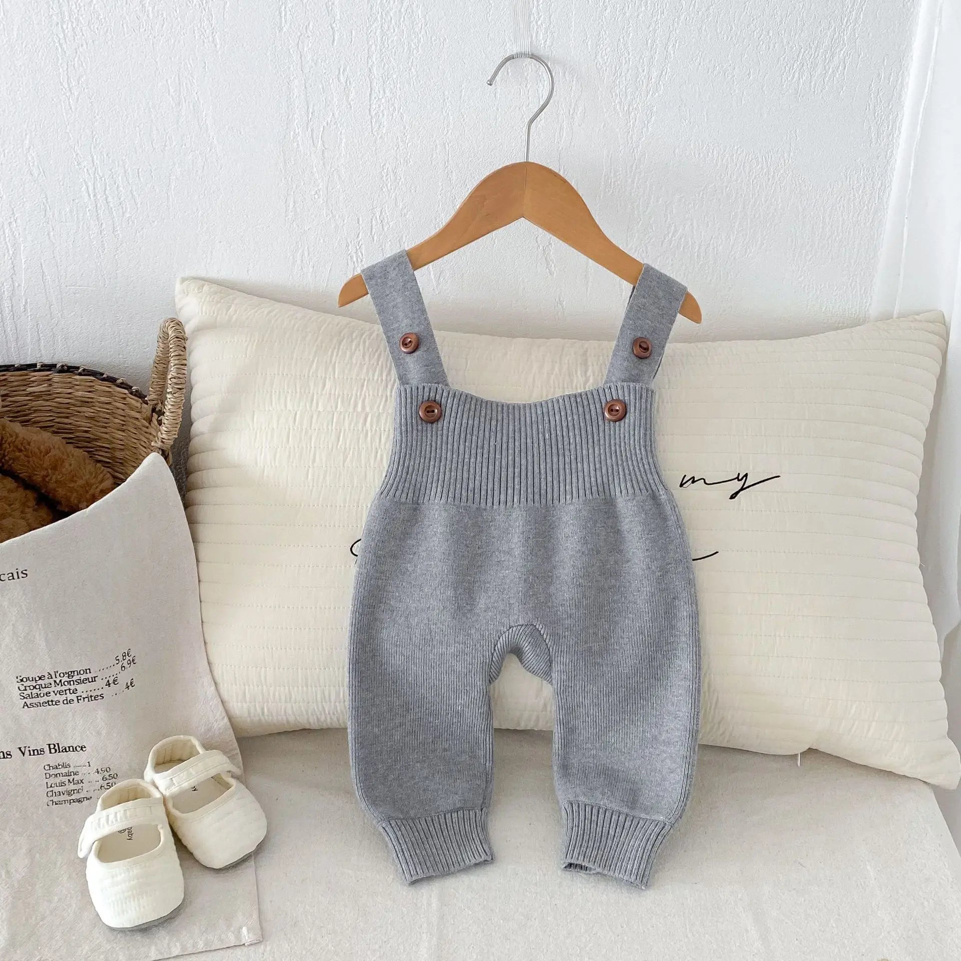 Girls Solid Knit Overalls