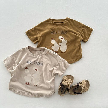 'AH, I SEE!' Cute Cartoon Print Tee