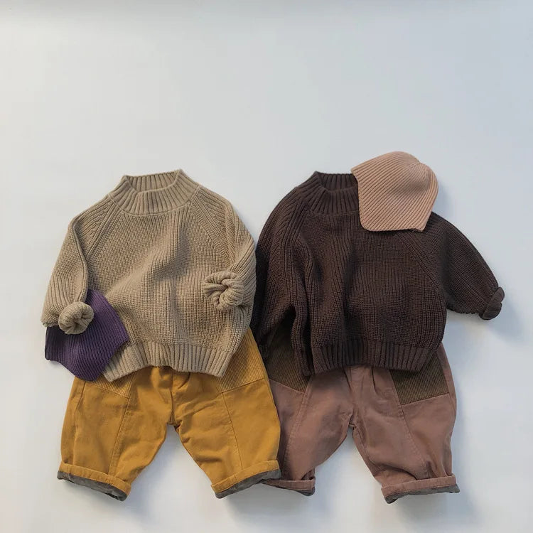 Thick Turtleneck Knitted Solid Pullover