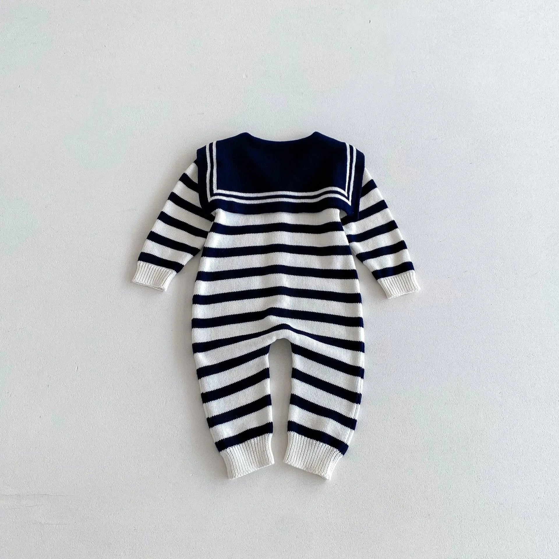 Navy Collar Knit Romper