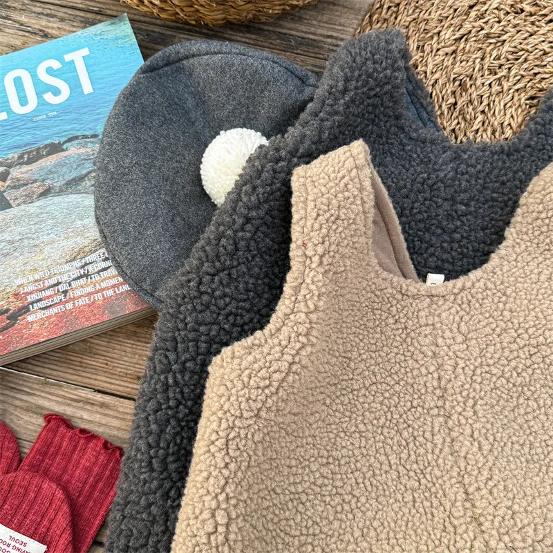 Thick Sherpa-Lined Solid Overalls for Kids