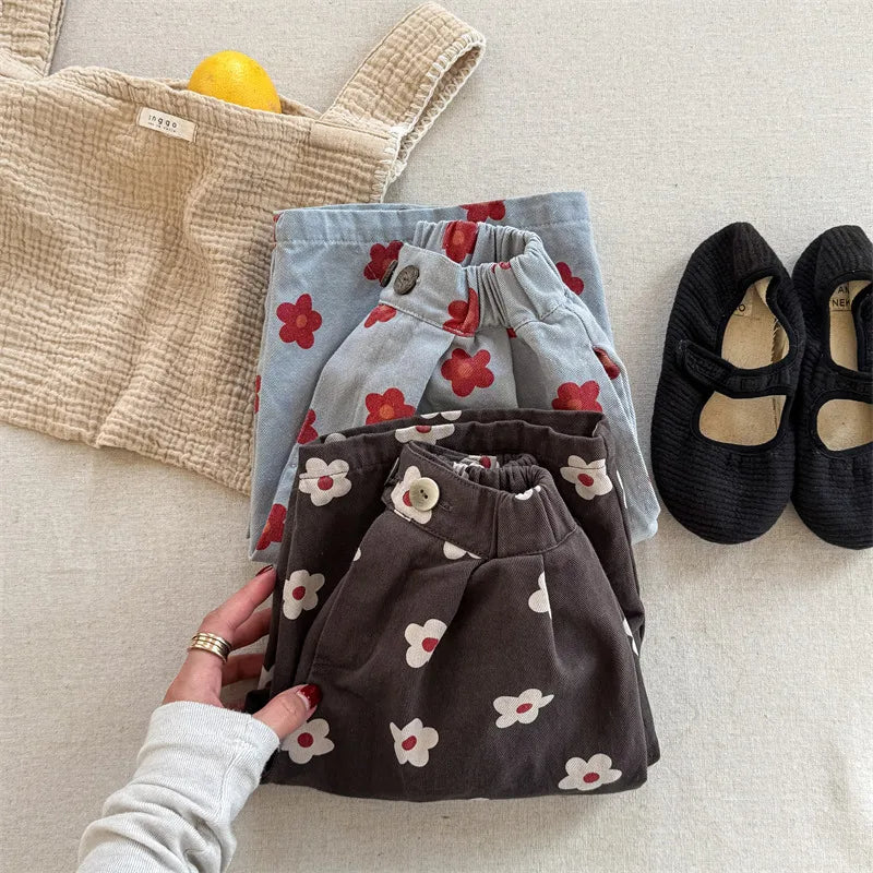 Floral Print Cropped Pants