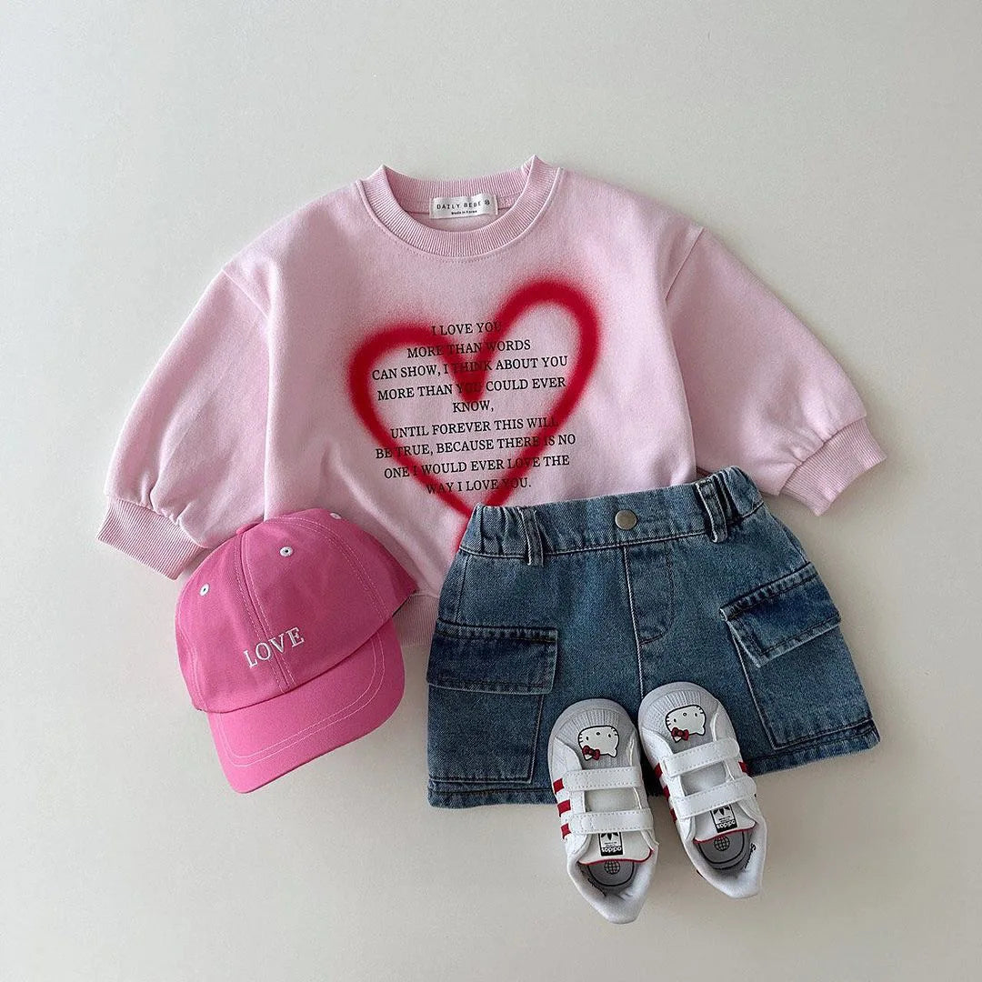 Heart Print Girls Sweatshirt