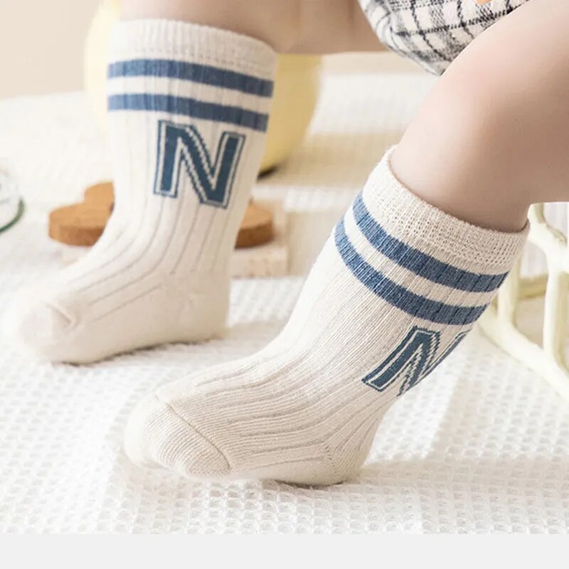 Soft Knit Letter Socks, 3 Pairs