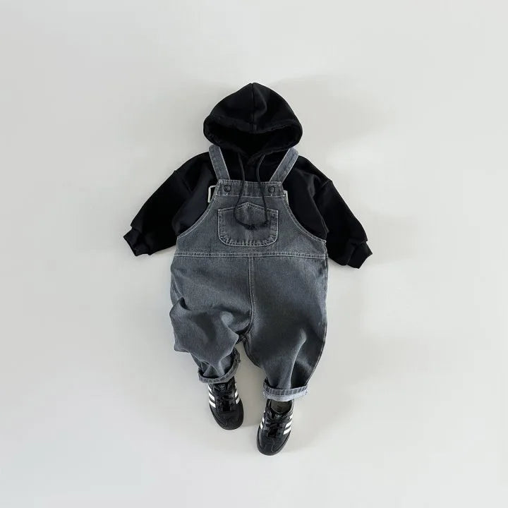 Solid Denim Kids Overalls