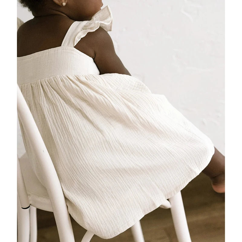 Sleeveless Muslin Girls Lined Dress
