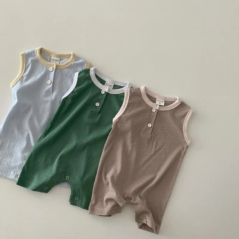 Solid Cool Sleeveless Romper & Onesie