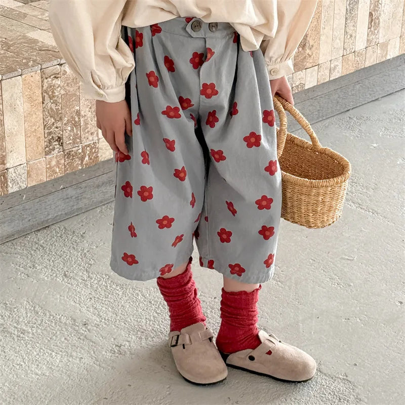Floral Print Cropped Pants