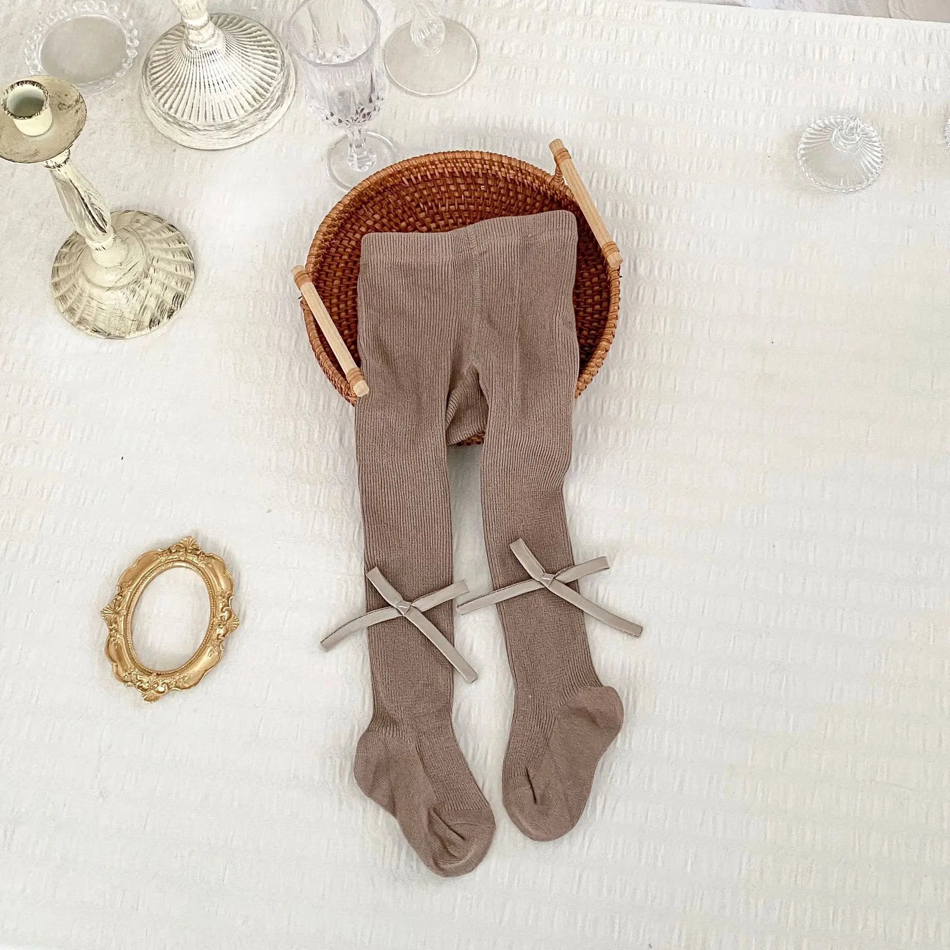 Girls Cute Bow Soft Leggings