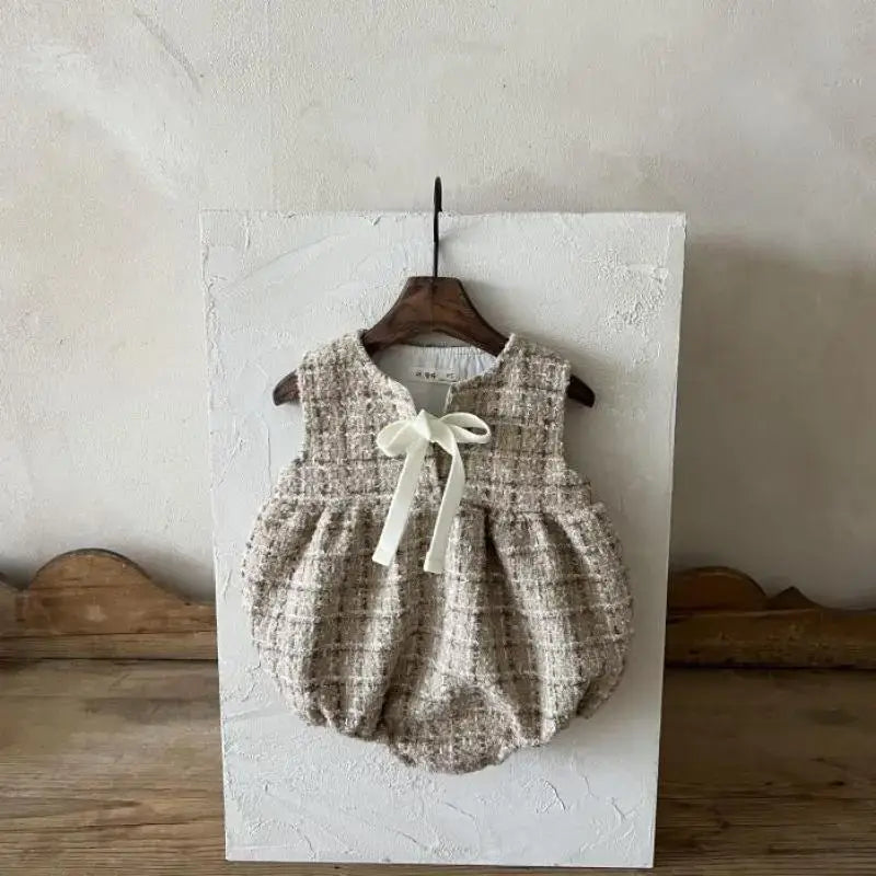 Sleeveless Plaid Thick Onesie