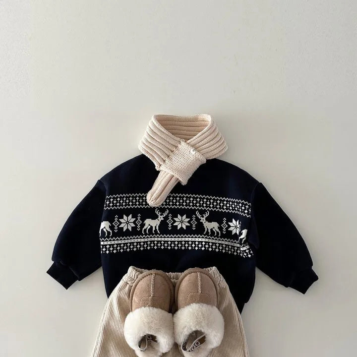 Christmas Patterened Fleece Sweatshirt