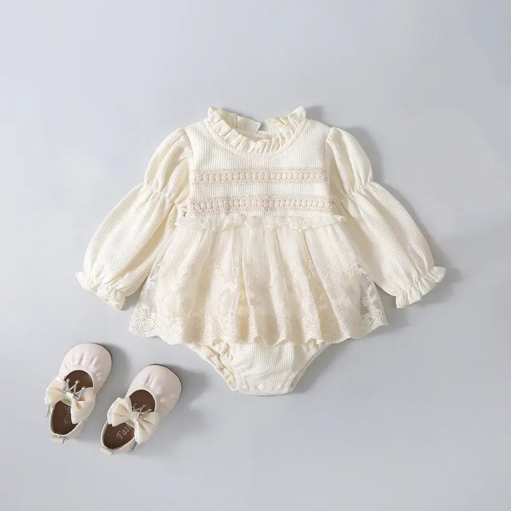 Cream Lace Waffle Onesie