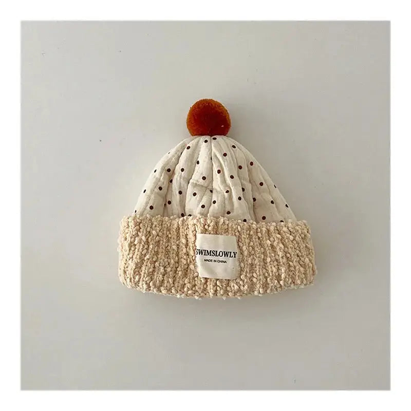 Plush Polka Dot Baby Beanies