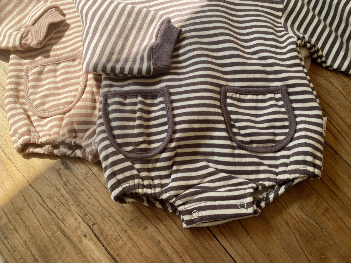 Winter Fleece-Lined  Striped Onesie
