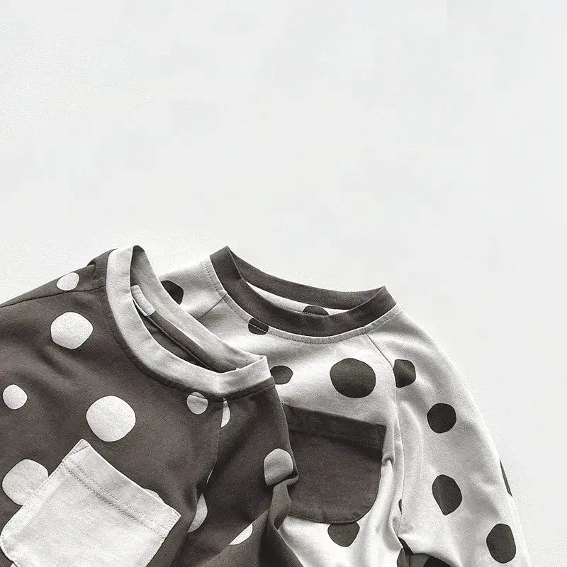 Vintage Long-Sleeved Polka Dot Tee