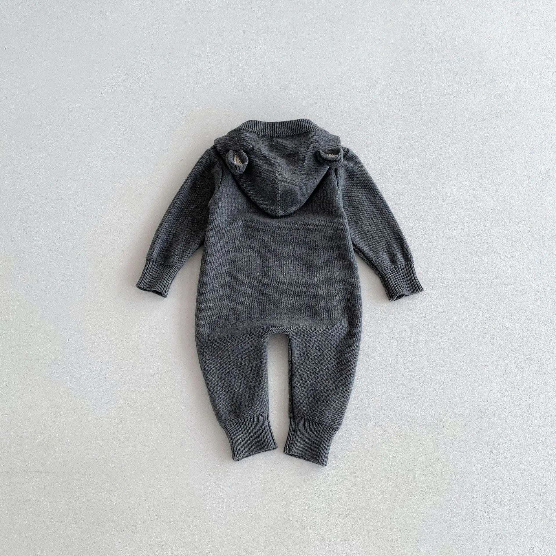 Hooded Button-Down Knit Romper