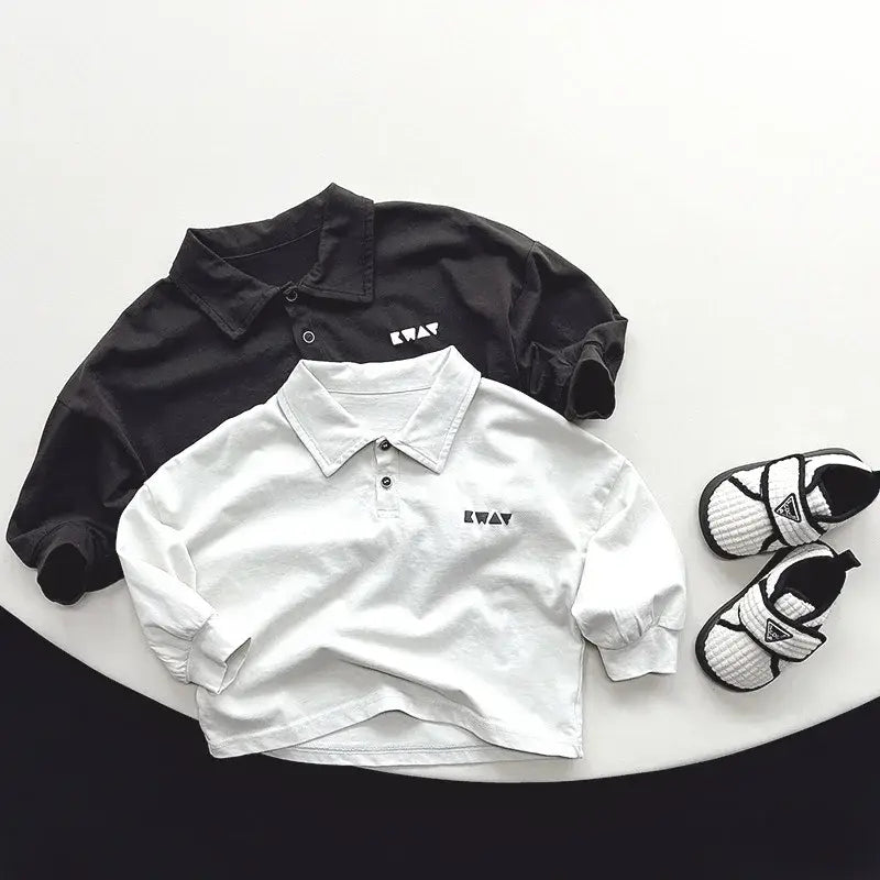 Solid Long-Sleeved Polo Shirt