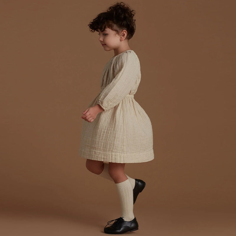 Long Sleeved Soft Muslin Dress