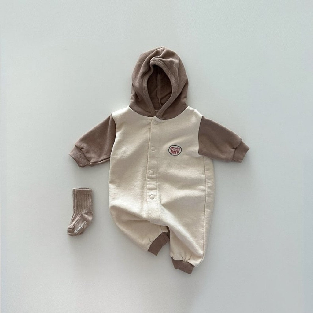 Hooded Snap-Button Long-Sleeved Romper