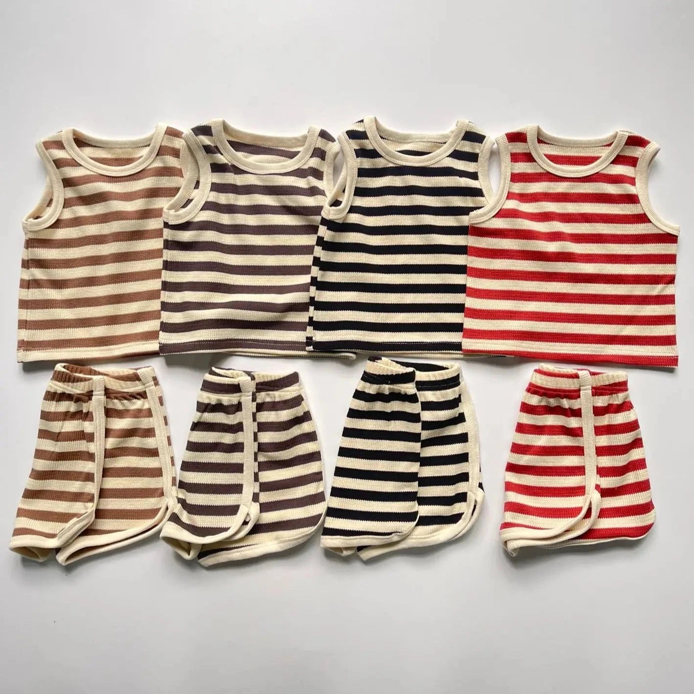 Striped Breathable Vest & Shorts Set
