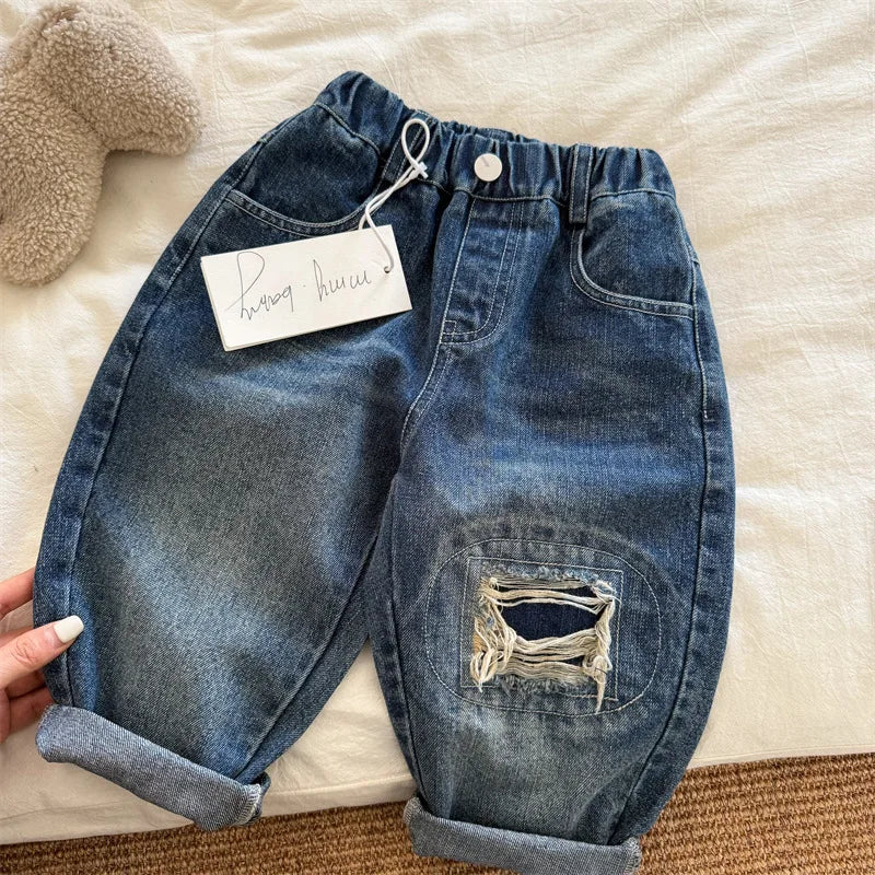 Ripped Patchwork Denim Pants