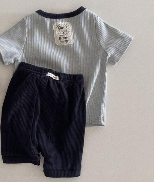 Patch Ribbed T-shirt & Pants Set