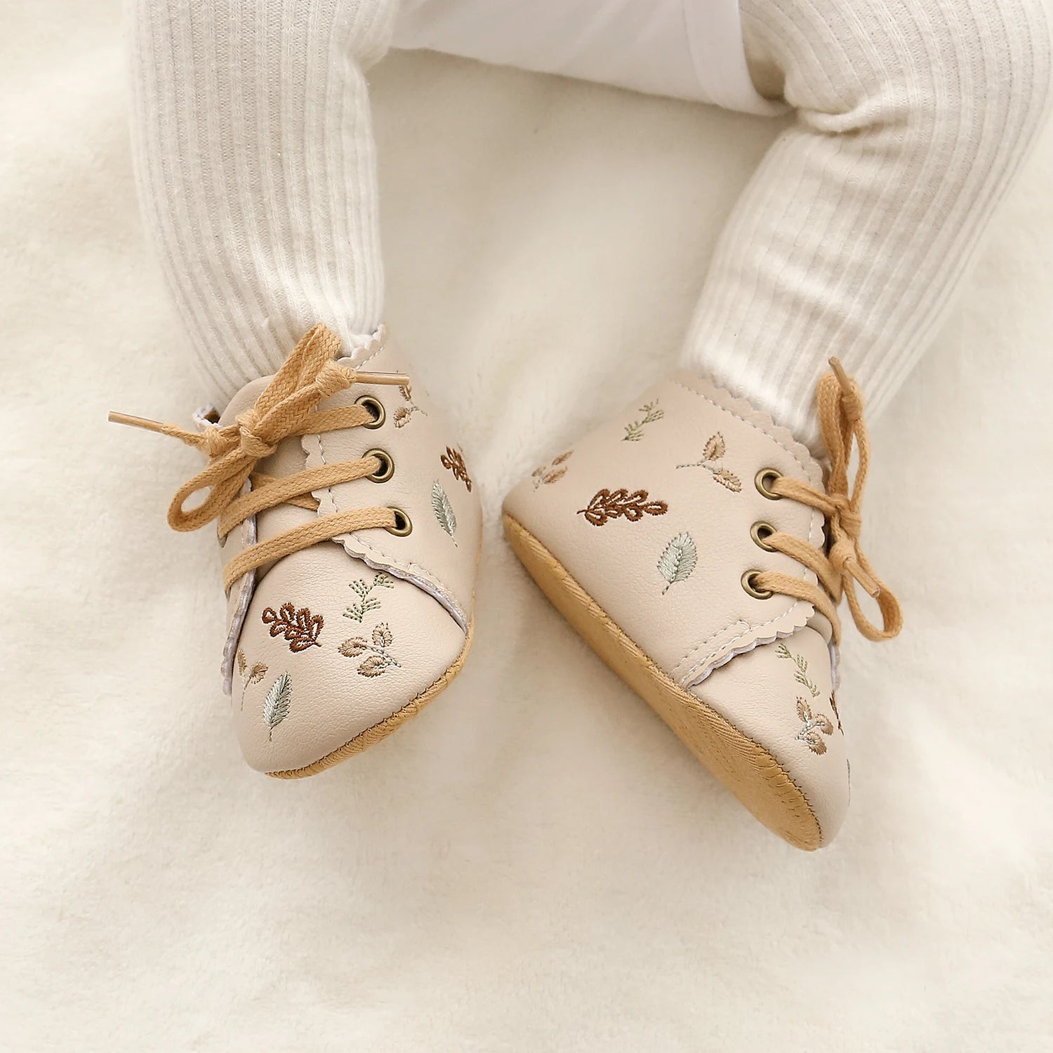 Fleece Anti-Slip Floral Winter Booties for Newborns