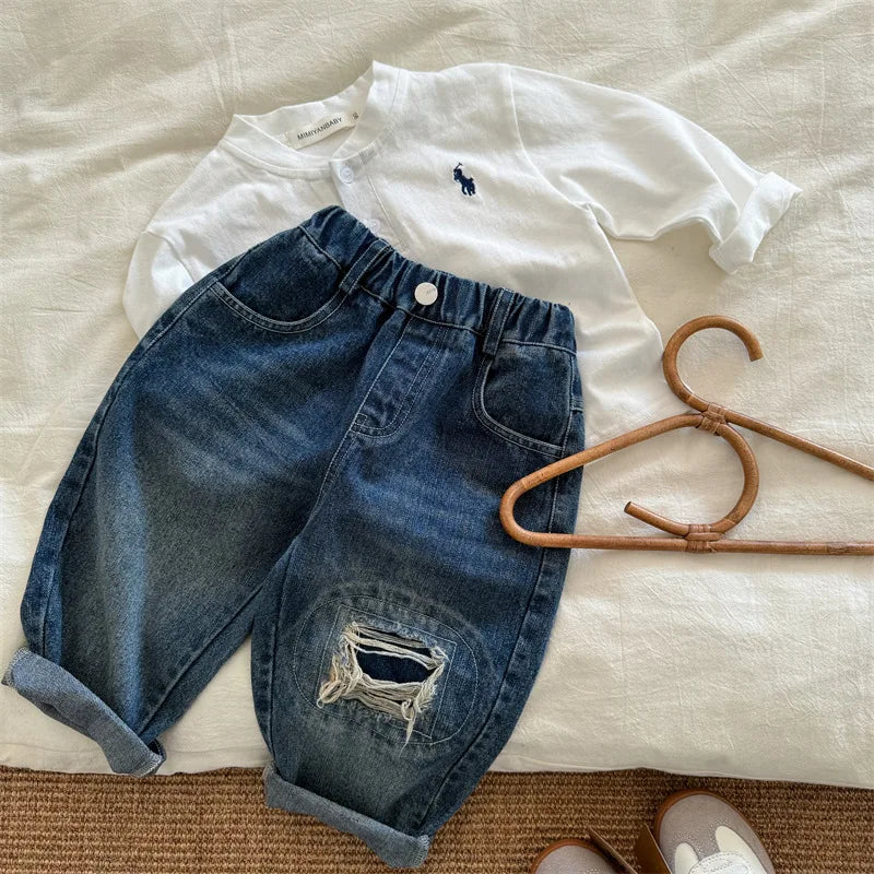 Ripped Patchwork Denim Pants