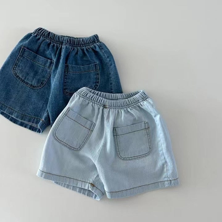 Denim Shirt & Shorts Set