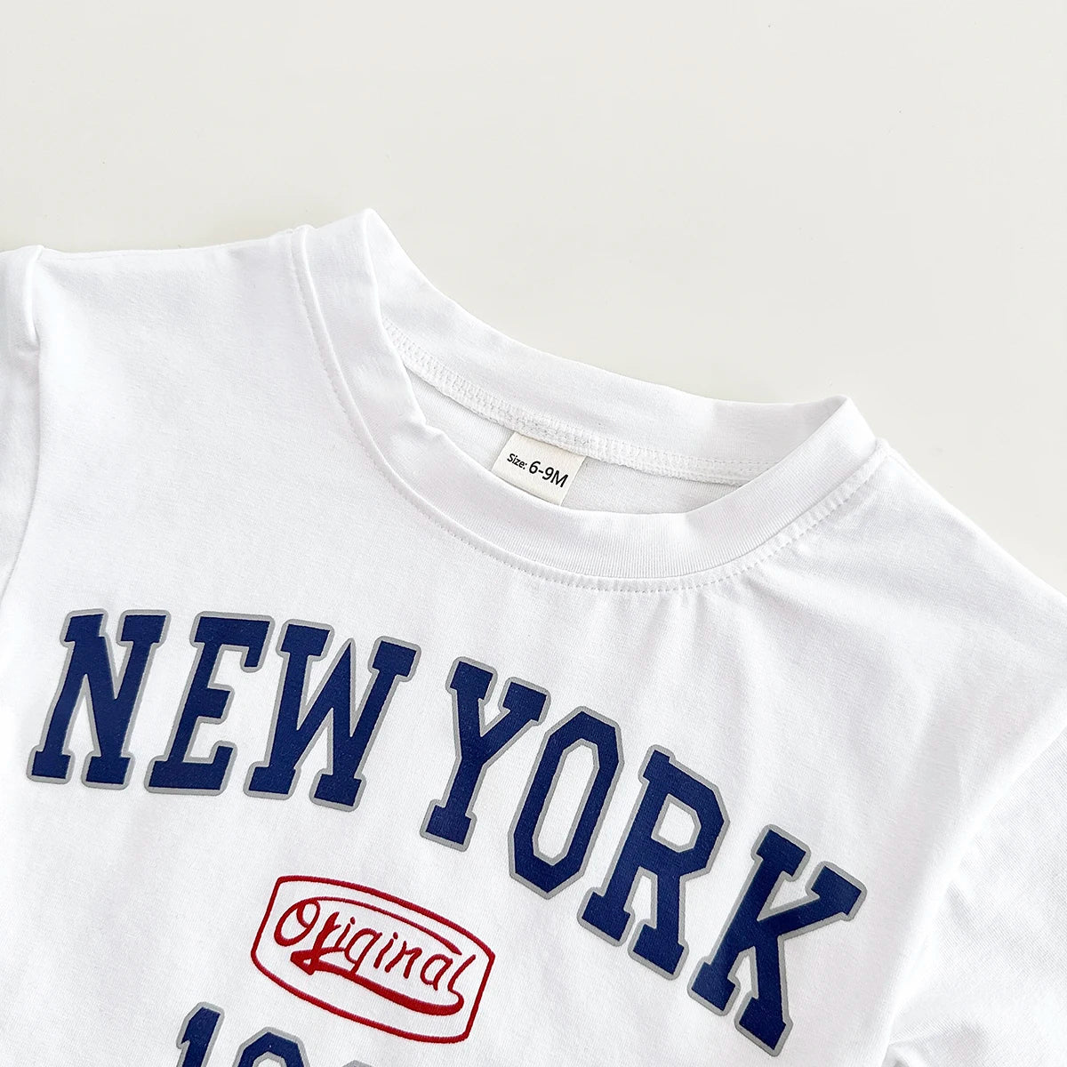 'NEW YORK' Casual Tee & Striped Shorts Set