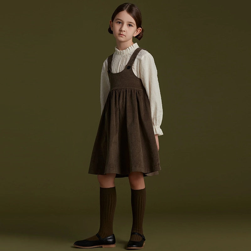 Girls' Retro Corduroy Dress