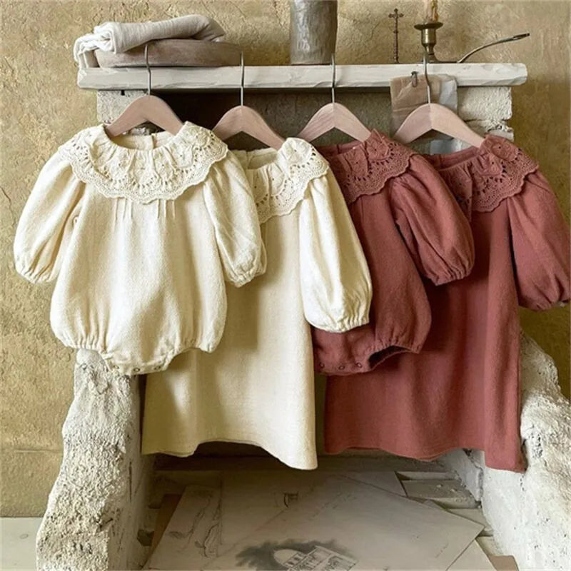 Boho Lace Collar Long-Sleeved Dress