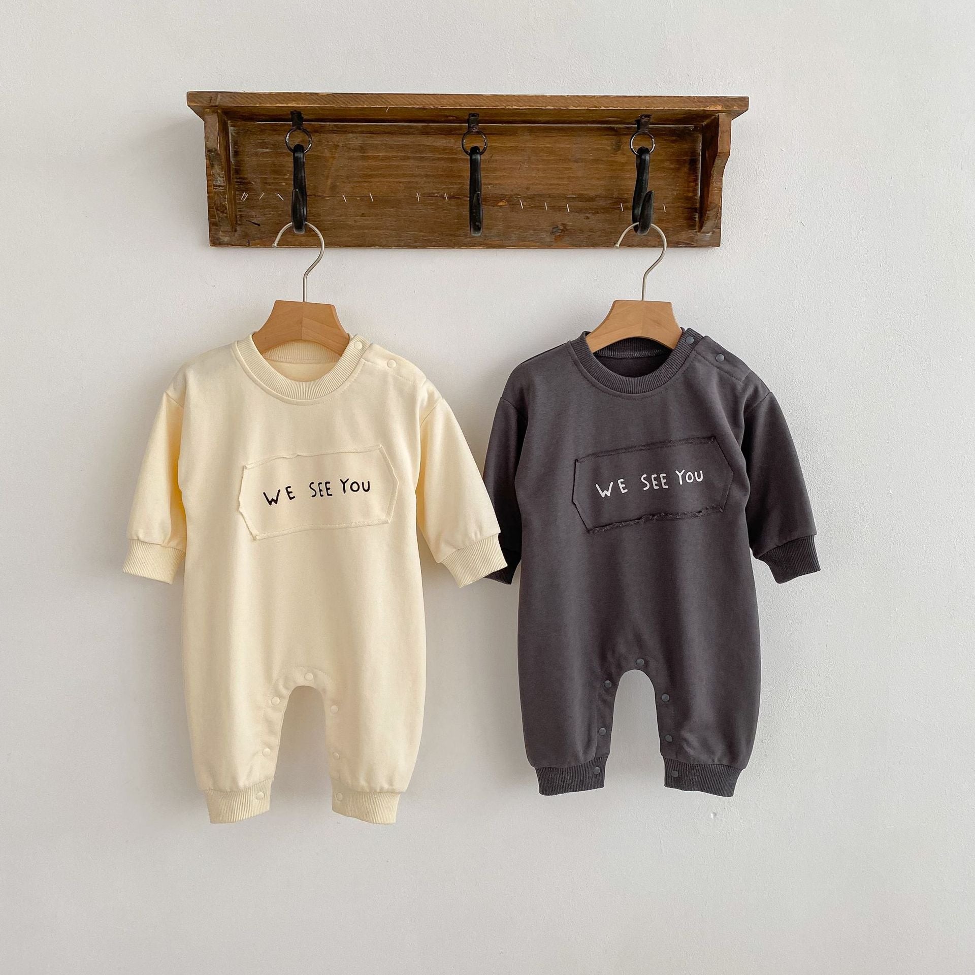 'WE SEE YOU' Long-Sleeved Casual Romper
